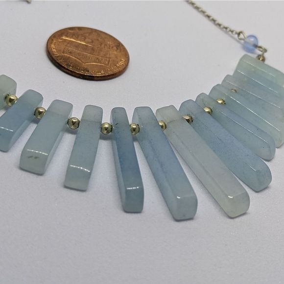 Handmade Blue Quartz & Sterling Silver Necklace - Picture 3 of 7